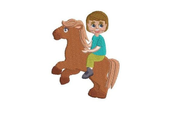Boy Riding a Pony Embroidery