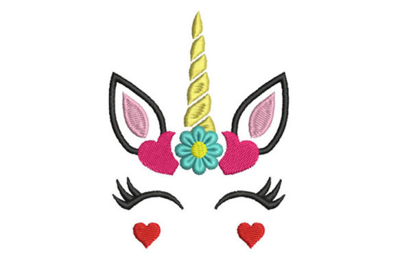 Unicorn with Hearts Embroidery Design