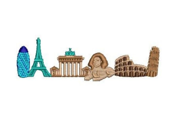 World Landmarks Embroidery Design